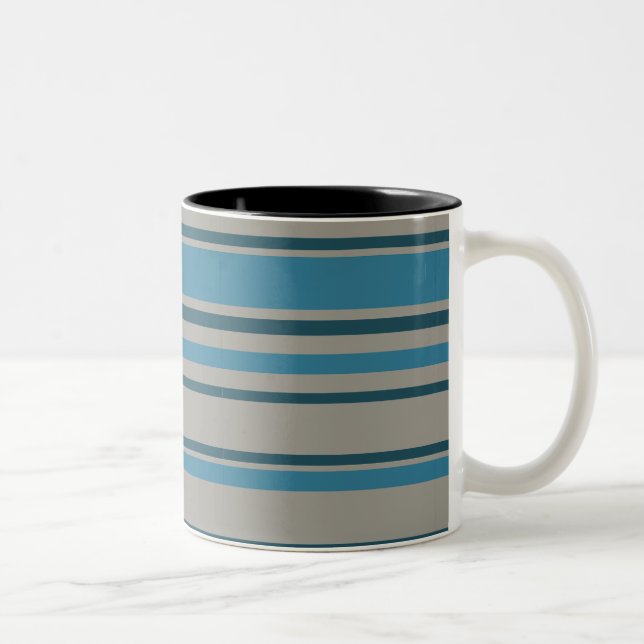 Caneca De Café Em Dois Tons Cinzas azuis riscadas (Direita)