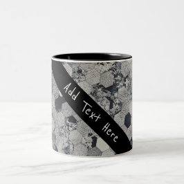 Caneca De Café Em Dois Tons Cinzas geométricas, Padrão de Hexágono Branco e Ne