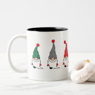 Caneca De Café Em Dois Tons Cinzas Vermelhos dos Gnomos Nórdicos Café Mug