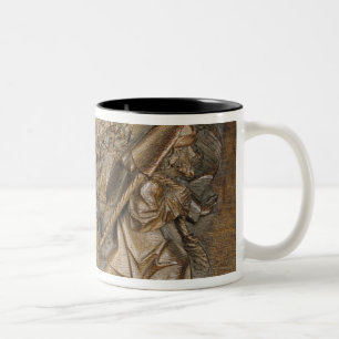 Caneca De Café Em Dois Tons Cinzelar descrevendo um casal no carro puxou por a