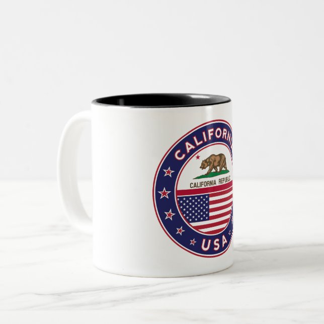 Caneca De Café Em Dois Tons circle design, (Frente Esquerda)