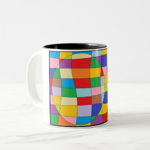Caneca De Café Em Dois Tons Círculo Colorido