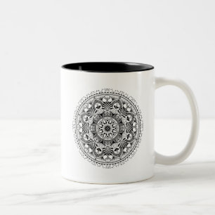 Caneca De Café Em Dois Tons Círculo da mandala