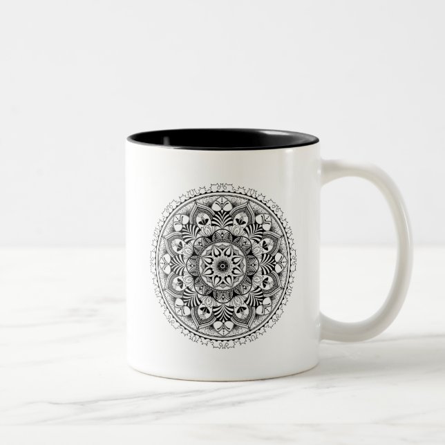 Caneca De Café Em Dois Tons Círculo da mandala (Direita)