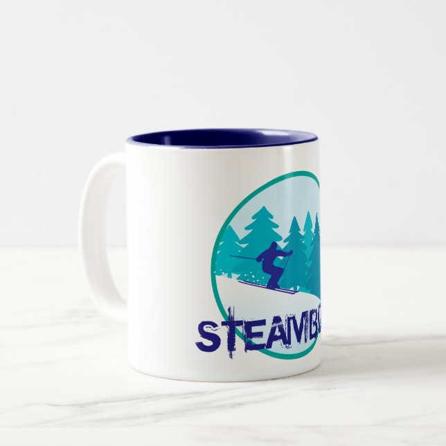 Caneca De Café Em Dois Tons Círculo de Esqui Steamboat (Frente Esquerda)