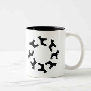 Caneca De Café Em Dois Tons Círculo dos Schnauzers gigantes (preto)
