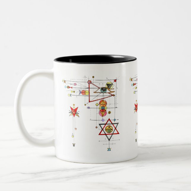 Caneca De Café Em Dois Tons Círculo Mágico Estranho Sigil Chaos Magic Witchcra (Esquerda)