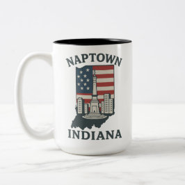 Caneca De Café Em Dois Tons Círculo Monumento de Naptown Indiana