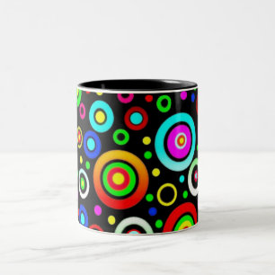 Caneca De Café Em Dois Tons Círculos Coloridos