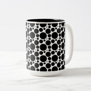 Caneca De Café Em Dois Tons Círculos e pontos em 7 tamanhos: Repetição de pret