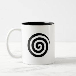 Caneca De Café Em Dois Tons Círculos em Espiral Coração & Redemoinho em Preto 
