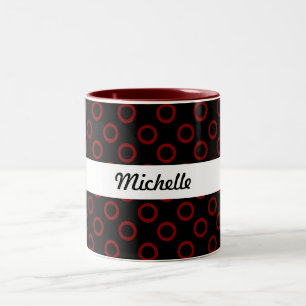 Caneca De Café Em Dois Tons Círculos Marrom com Preto