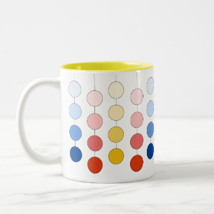 Caneca De Café Em Dois Tons Círculos Pendurados Multicoloridos Modernos