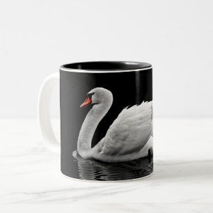 Caneca De Café Em Dois Tons Cisne Branco no lago