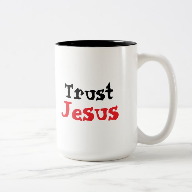 Caneca De Café Em Dois Tons Citação Cristã Confie em Jesus (Direita)