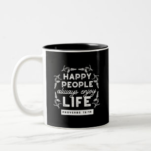 Caneca De Café Em Dois Tons Citação Cristã Inspiradora de Provérbios 15:15