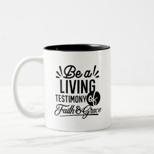 Caneca De Café Em Dois Tons Citação da Bíblia Testemunho Vivo Motivação Cristã