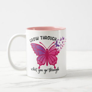 Caneca De Café Em Dois Tons Citação da Borboleta