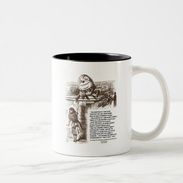 Caneca De Café Em Dois Tons Citação da Conversação da Alice Humpty Dumpty Wond (Direita)