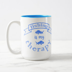 Caneca De Café Em Dois Tons Citação da fita de banner A pesca é a minha terapi