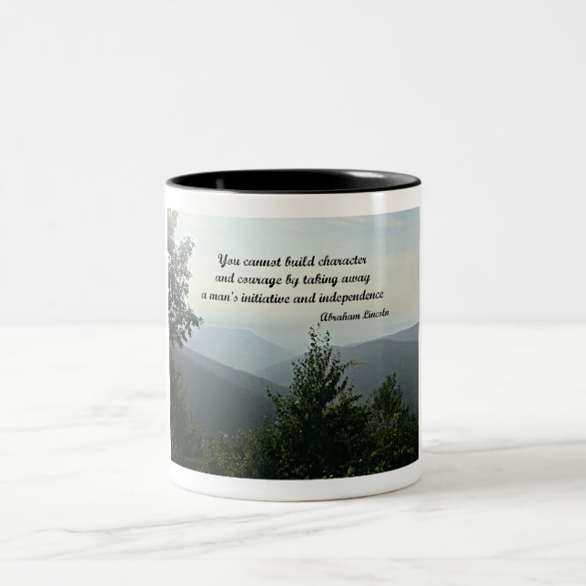 Caneca De Café Em Dois Tons Citação de Abraham LIncoln: Você não pode construi (Centro)