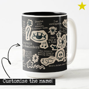 Caneca De Café Em Dois Tons Citação de Afirmação Diária Preta com Nome Persona