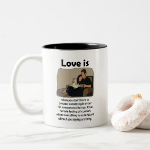 Caneca De Café Em Dois Tons Citação de Casal de Amor Romântico Festa de Casame