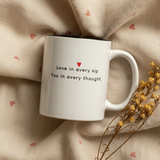 Caneca De Café Em Dois Tons Citação de Coração (Criador carregado)