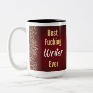 Caneca De Café Em Dois Tons Citação de Escritor Engraçado em Negrito Projeto d