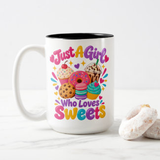 Caneca De Café Em Dois Tons Citação de Foodie "Apenas uma garota que ama doces