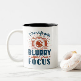 Caneca De Café Em Dois Tons Citação de Fotografia Inspiracional Ajuste seu foc