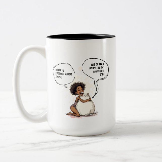 Caneca De Café Em Dois Tons Citação de Gato de Apoio Emocional Introvertido Sa (Esquerda)