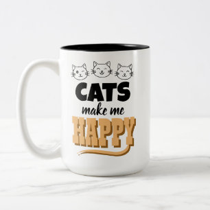Caneca De Café Em Dois Tons Citação de Gato Fofo Tipografia Minimalista Amante
