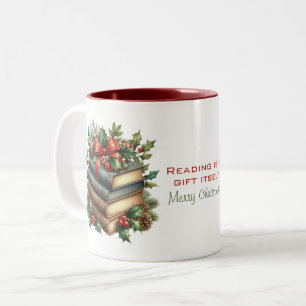 Caneca De Café Em Dois Tons Citação de Leitura de Novéis de Natal