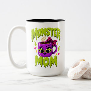 Caneca De Café Em Dois Tons Citação de Mãe de Café "Mãe Monstro" Mães