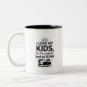 Caneca De Café Em Dois Tons Citação de Mãe Pronta para a Vida em Duas Cores