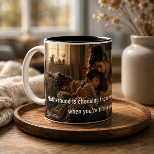 Caneca De Café Em Dois Tons Citação de Maternidade Arte Emocional de Mãe