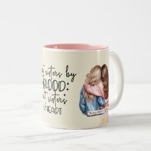 Caneca De Café Em Dois Tons Citação de Melhor Amiga Rosa Fofa