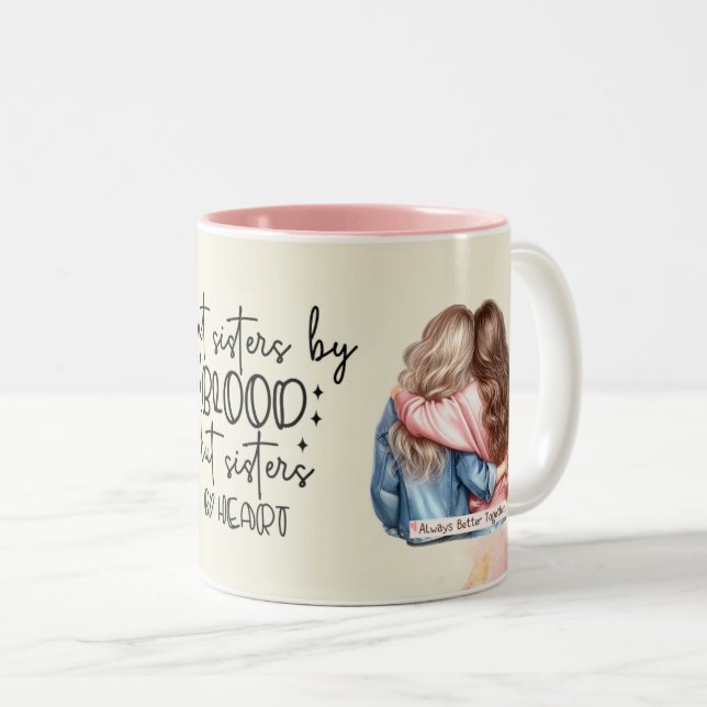 Caneca De Café Em Dois Tons Citação de Melhor Amiga Rosa Fofa (Frente Esquerda)