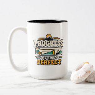 Caneca De Café Em Dois Tons Citação de Mentalidade de Crescimento - O Progress
