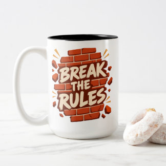 Caneca De Café Em Dois Tons Citação de Rebelião "Quebre as Regras" Rebeldes