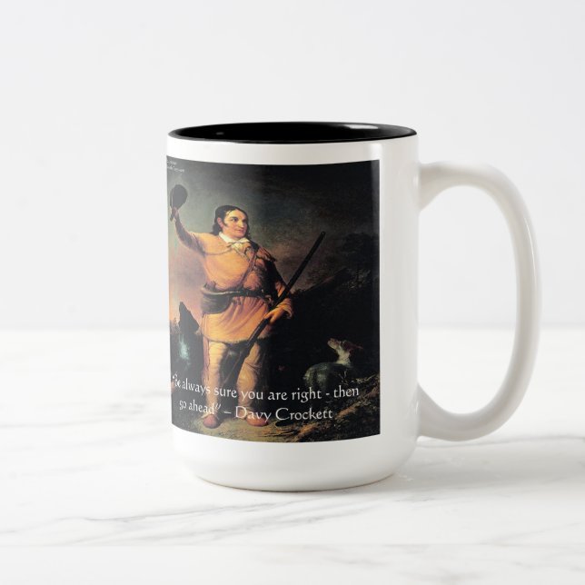 Caneca De Café Em Dois Tons Citação de Sabedoria "Vá em Frente" de Davy Crocke (Direita)
