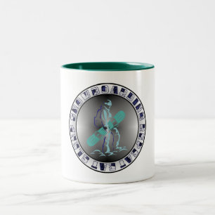 Caneca De Café Em Dois Tons Citação de Snowboarding – Coma Durma Snowboard Rep