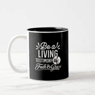 Caneca De Café Em Dois Tons Citação de Testemunho de Vida Espiritual Fé e Graç