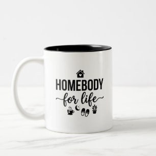 Caneca De Café Em Dois Tons Citação de Vida Caseira em Duas Cores