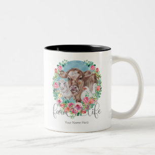 Caneca De Café Em Dois Tons Citação de Vida na Fazenda Família Homestead Frang