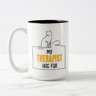 Caneca De Café Em Dois Tons Citação Divertida de Amante de Gato Meu Terapeuta