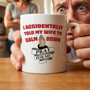 Caneca De Café Em Dois Tons Citação Divertida de Marido - Reze por Mim
