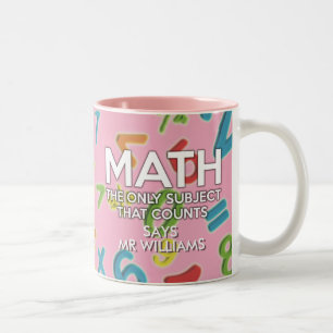 Caneca De Café Em Dois Tons Citação Divertida de Matemática Legal Rosa Feminin