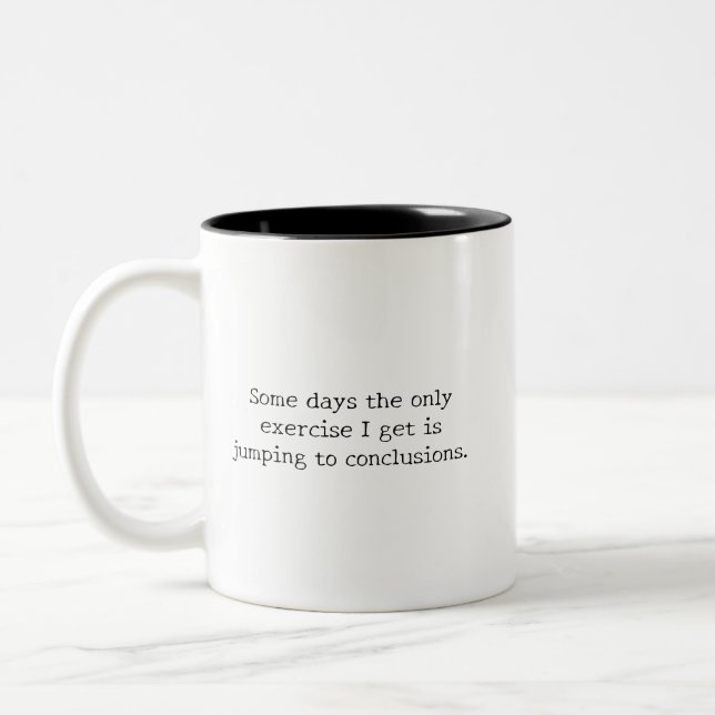 Caneca De Café Em Dois Tons Citação Divertida e Humorística Exercício e Conclu (Esquerda)